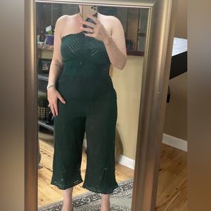 COPY - NWT Forest Green Crochet Jumpsuit